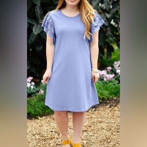Matilda Jane Lets go together In Season Dress Periwinkle Eyelet Sleeves